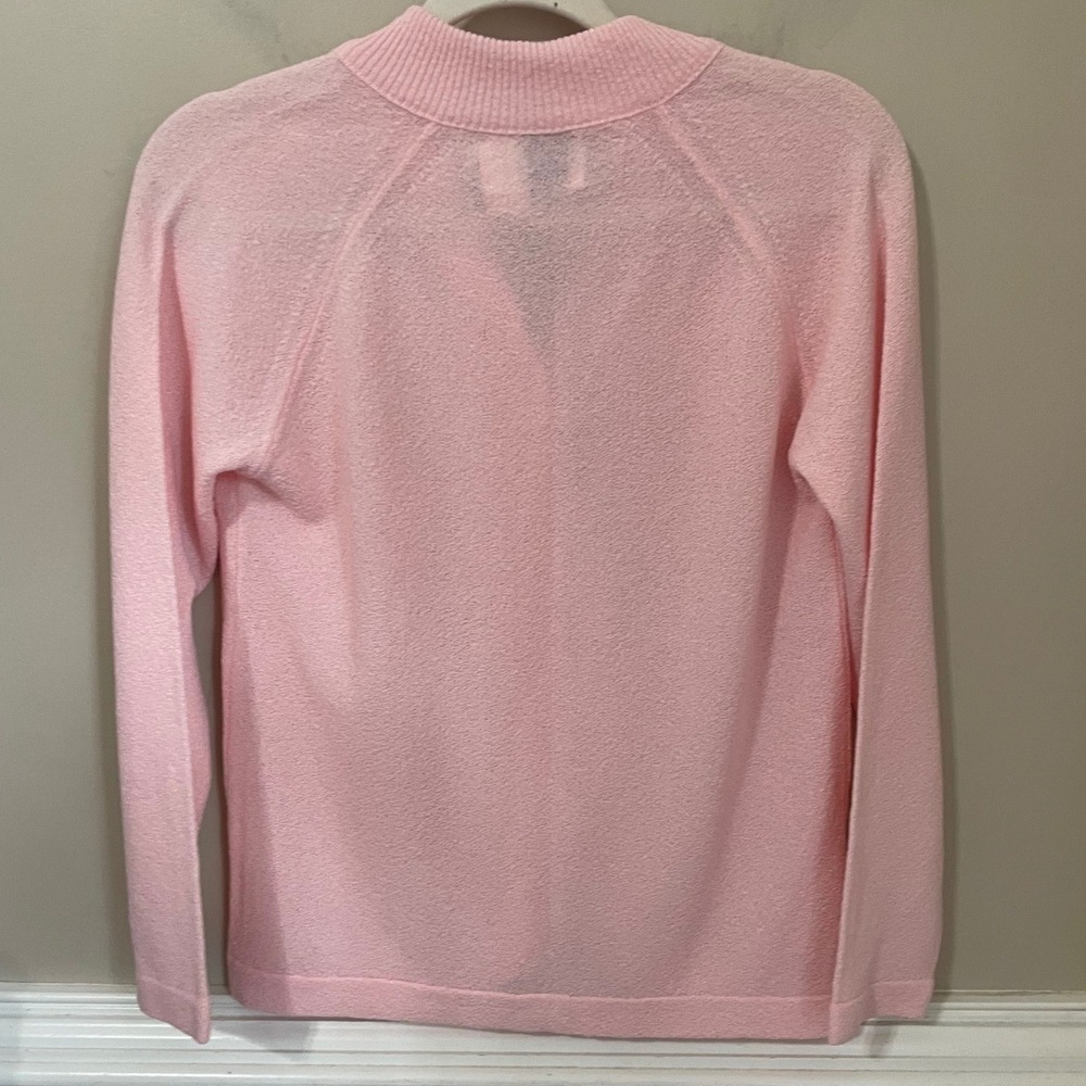 Vintage 1960s Talbott Travler Pink Knit Cardigan Sweater Size 36 (M) Dacron - Picture 2 of 5